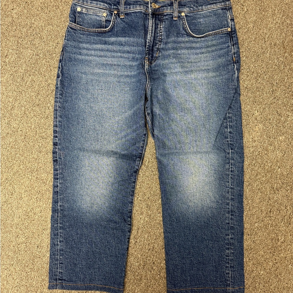 Madewell 90s Straight Classic Blue Denim Jeans with Fading
